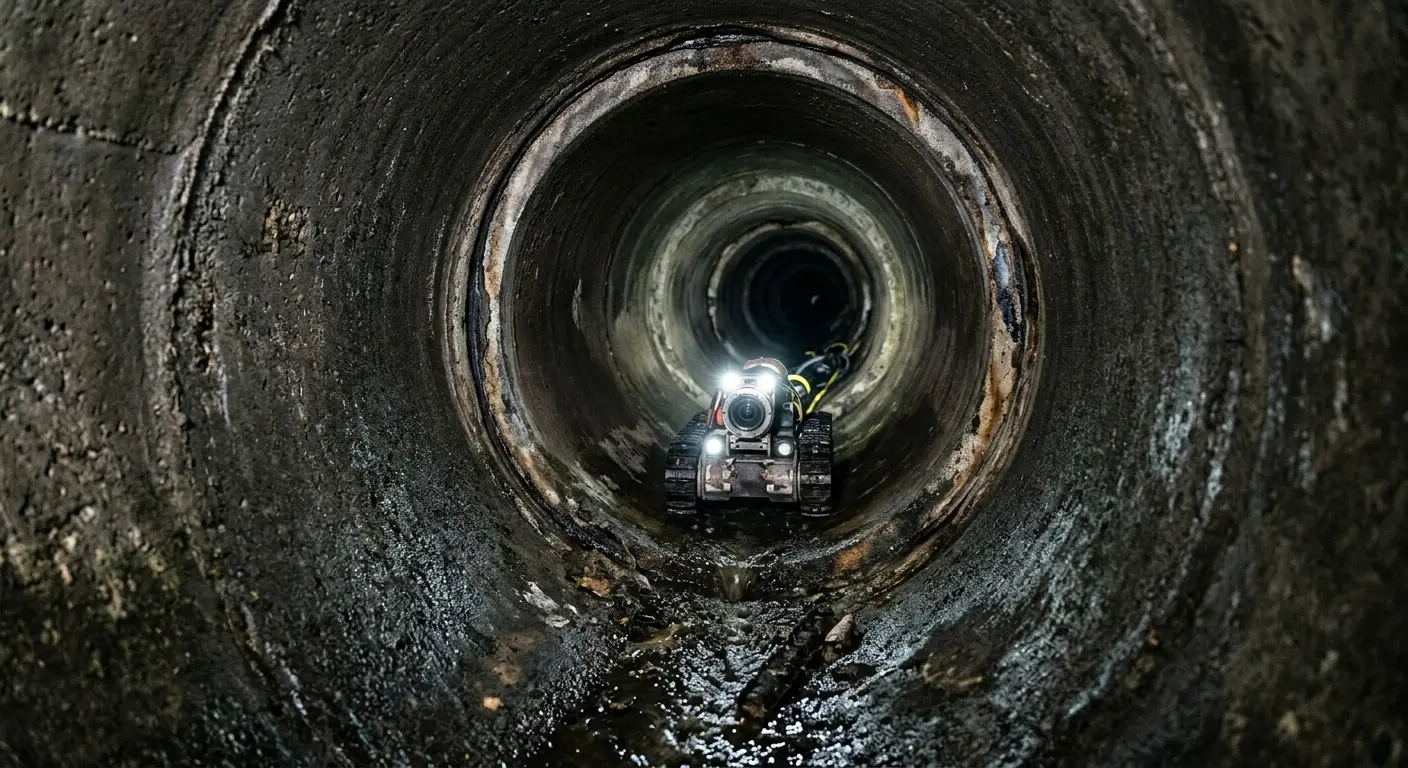 Robotic sewer camera inspecting pipe interior for Drain Snake Service in Sandy Springs